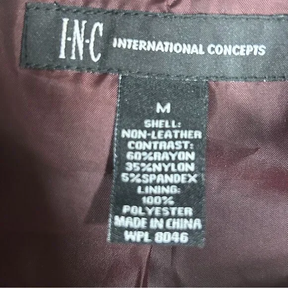 INC International Concepts Deep Burgundy Leather Jacket - Picture 7 of 8